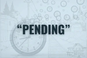Home 4 The word "pending" overlaid onto a clock and train tracks scene.
